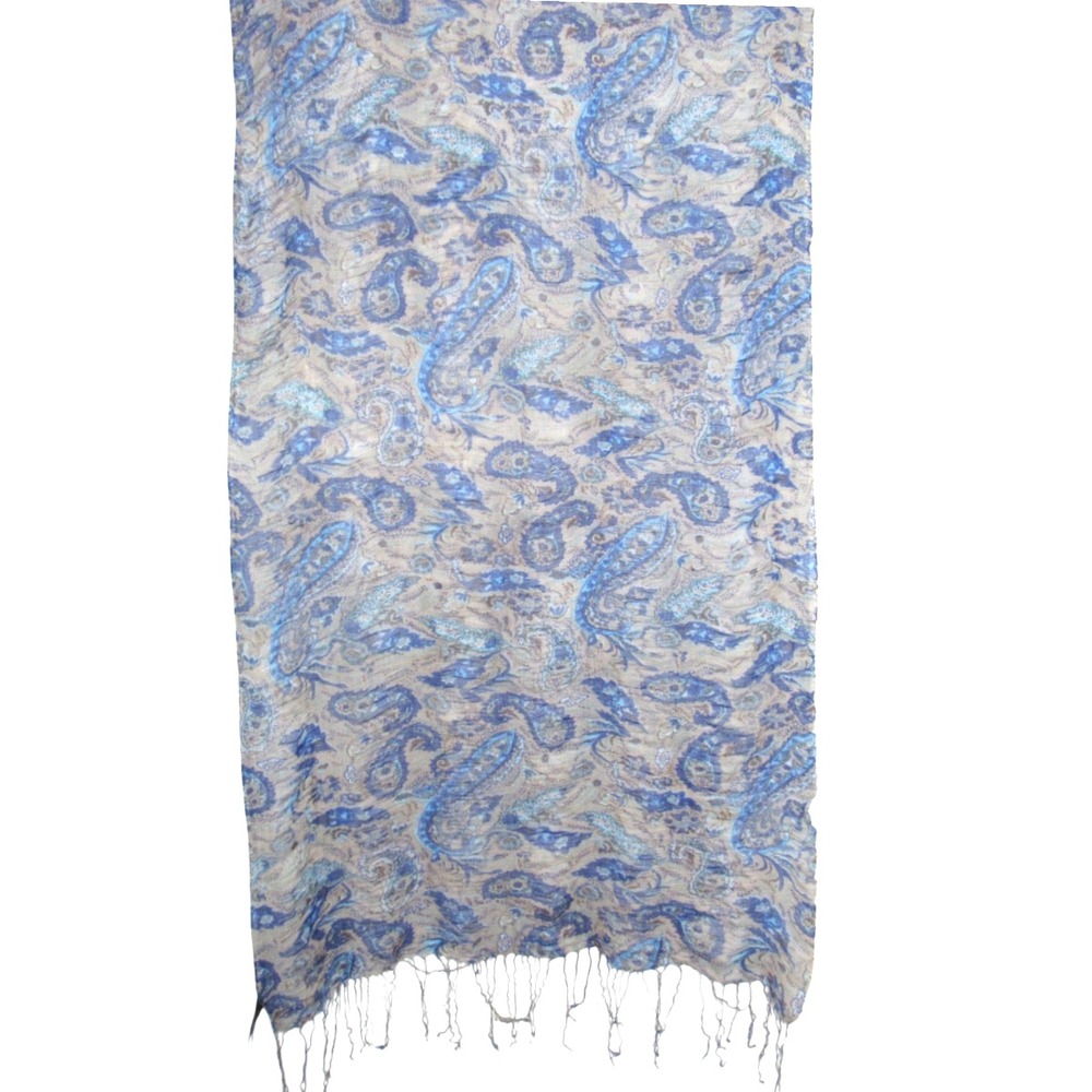 CYNTHIA ROWLEY Sheer GAUZE Blue TEARDROP PAISLEY PRINT Rectangle SCARF/NECK TIE